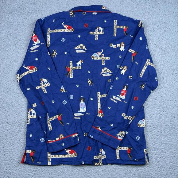 PJ Salvage Flannel Pajama Set Love Leo Rescue Dogs Woman’s Large Dark Denim NWT - Picture 5 of 9